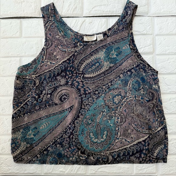 Vintage Victoria's Secret Gold Label Silk Floral Tank Sleepwear - Picture 1 of 3